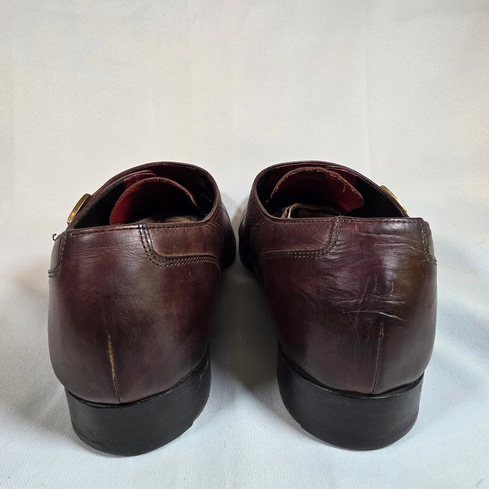 COLE HAAN Men's 11M Double Monk Strap Brown Leather‎ Apron Toe Dress Shoes